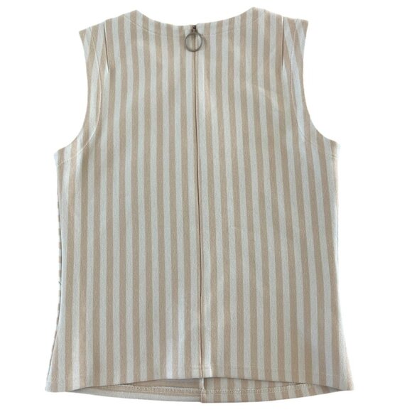 Akris Punto Patchwork Stripe‎ Sleeveless Top Desert Sand Italian Fabric  US 8 - Picture 9 of 11